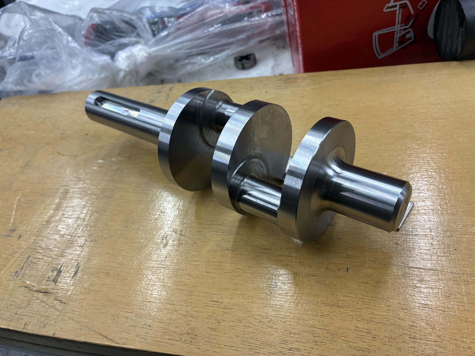 4140 pre-hardened steel crankshaft with offset journals and a milled keyway